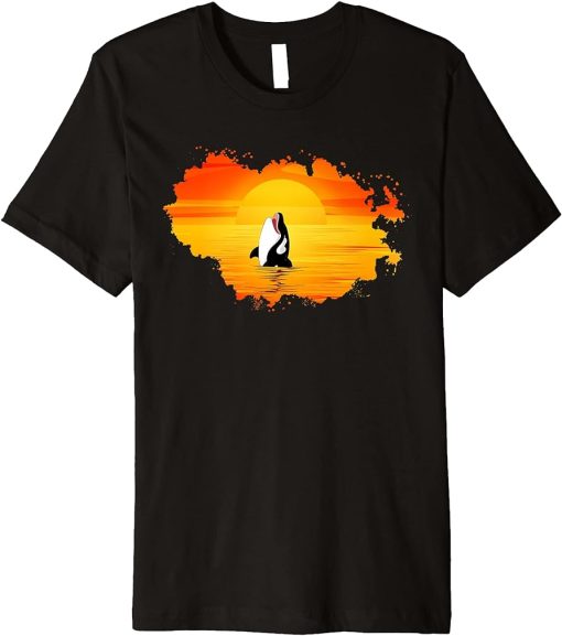 Killer Whale Ocean Animal Whale Lover Sunset Orca Premium T-Shirt