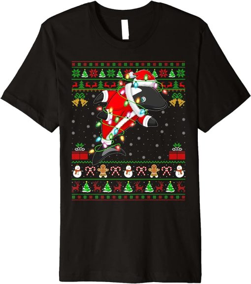 Orca Fish Lover Xmas Matching Santa Ugly Orca Christmas Premium T-Shirt