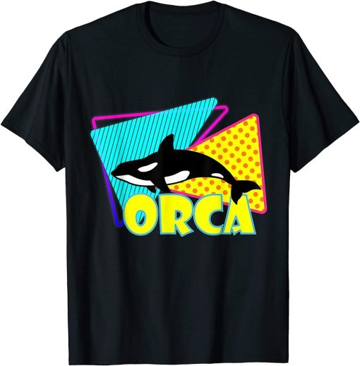Orca Whale Colorful Retro 90s Funny T-Shirt
