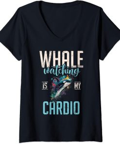 Womens Whales Watch Dolphin Pottwhal Funny Saying Orca Whale V-Neck T-Shirt